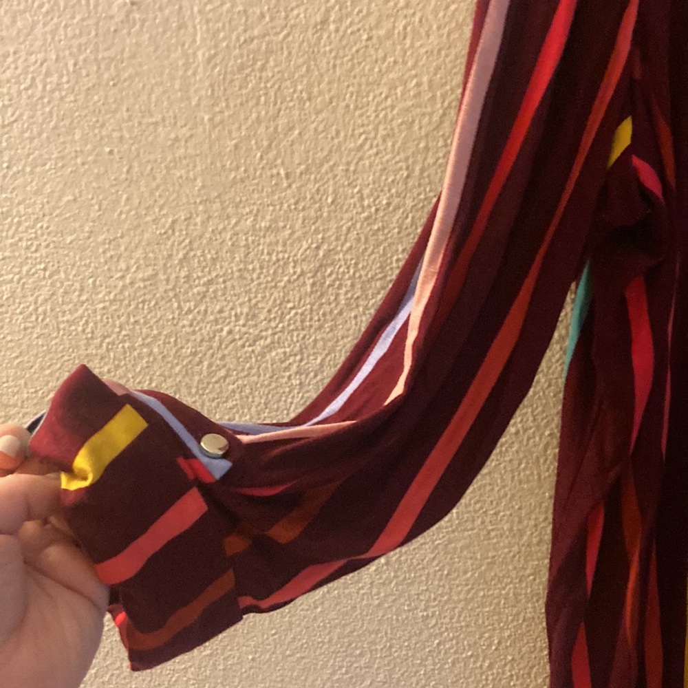 Kim Rogers NWT burgundy striped shirt - Picture 3 of 5